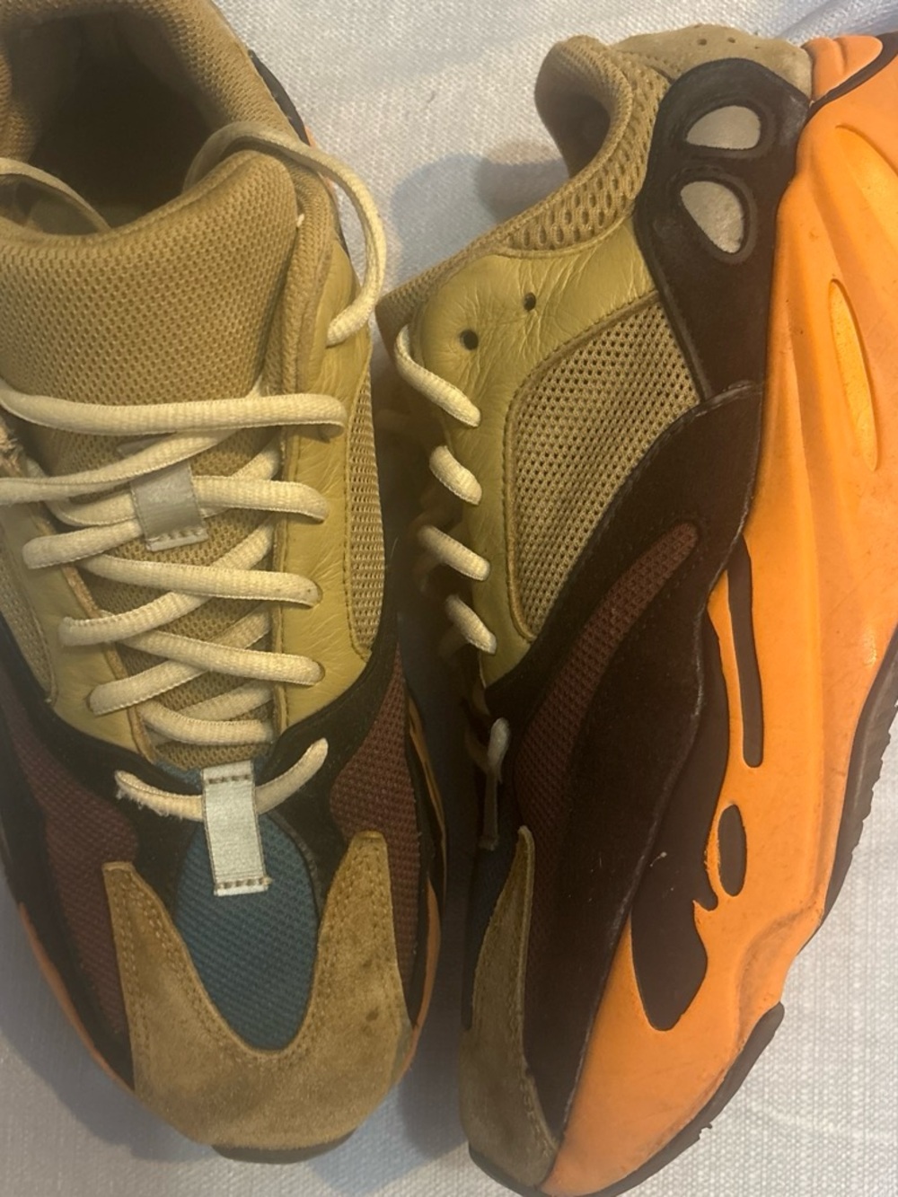 Yeezy Men's Multi-Color Sneakers — Tan, Brown & Orange